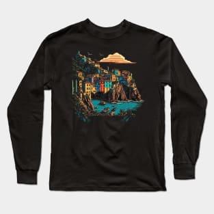 Cinque Terre Pixel Art Long Sleeve T-Shirt